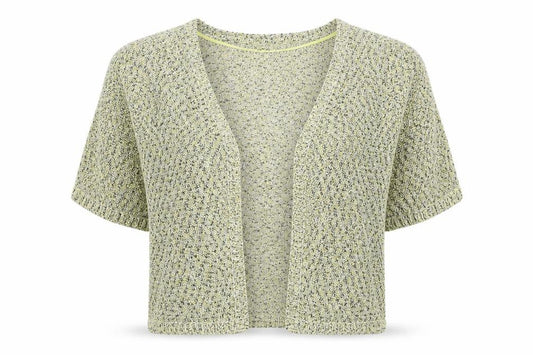 Front view of Atmosphere women’s yellow cardigan jumper, size M