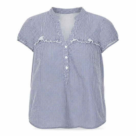 Front view of Vero Moda women’s blue striped basic blouse, size M