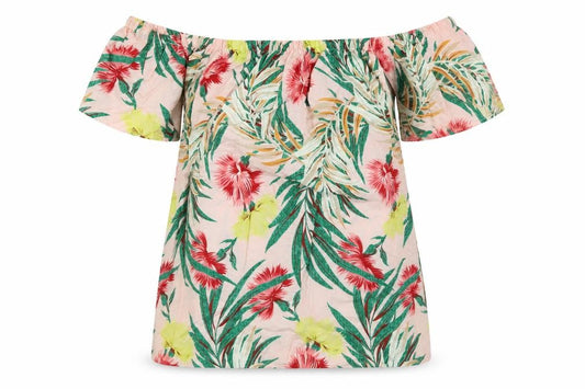 Front view of ASOS women’s pink floral a-line, size UK 10