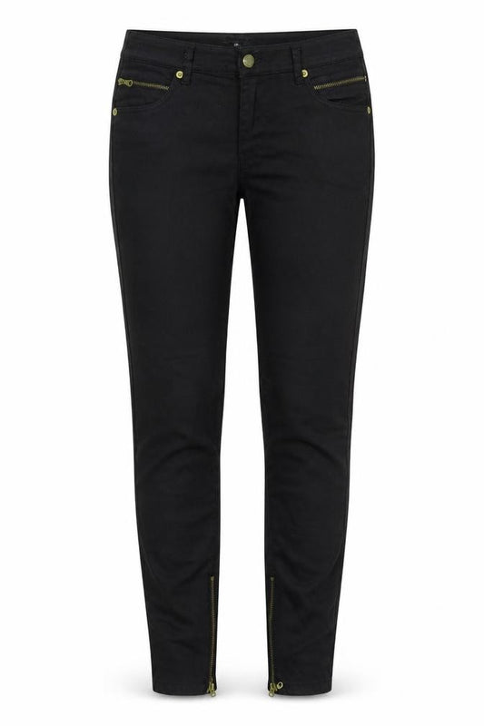 Front view of H&M women’s black straight jeans, size UK 4, 26-inch leg