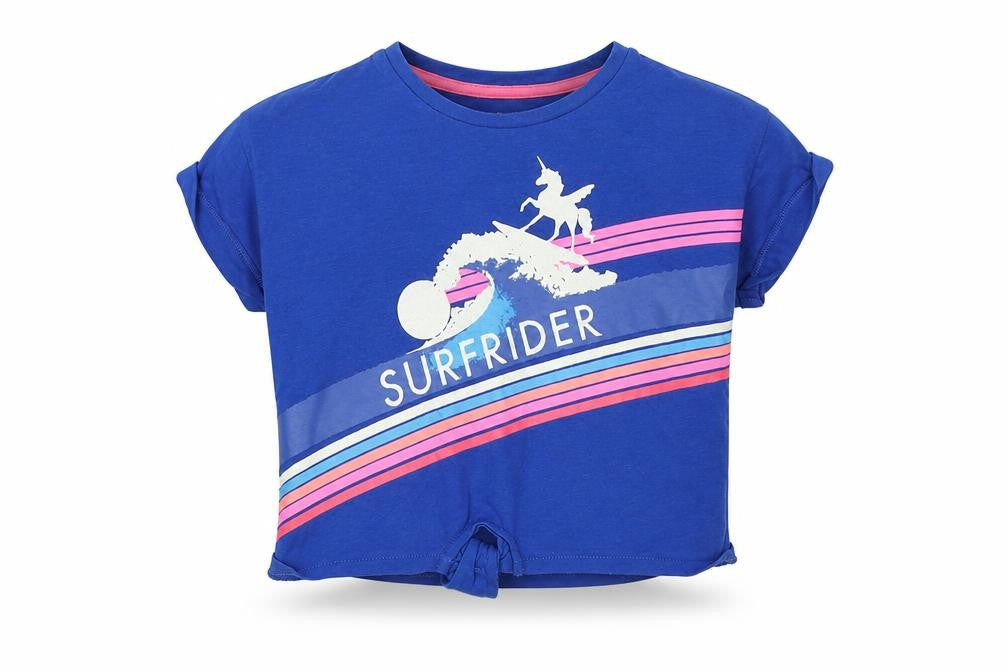 Front view of Marks & Spencer girls’ blue basic t-shirt, size 4-5, years