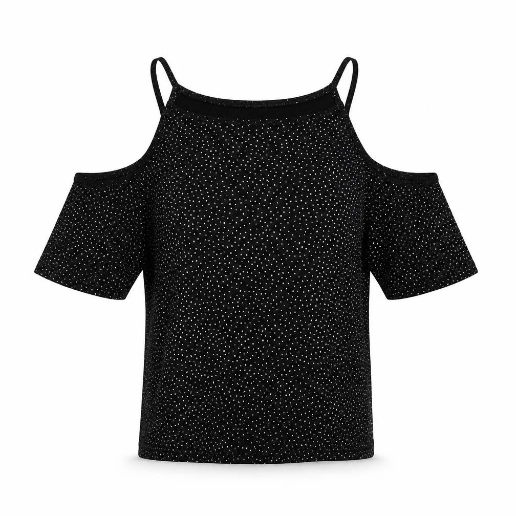 Front view of New Look girls’ black basic t-shirt, size 9, years