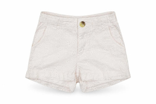 Front view of H&M girls’ white floral cropped trousers, size 24, months