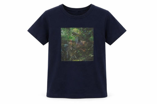 Front view of Blue Zoo boys’ blue basic t-shirt, size 5-6, years - dinosaur