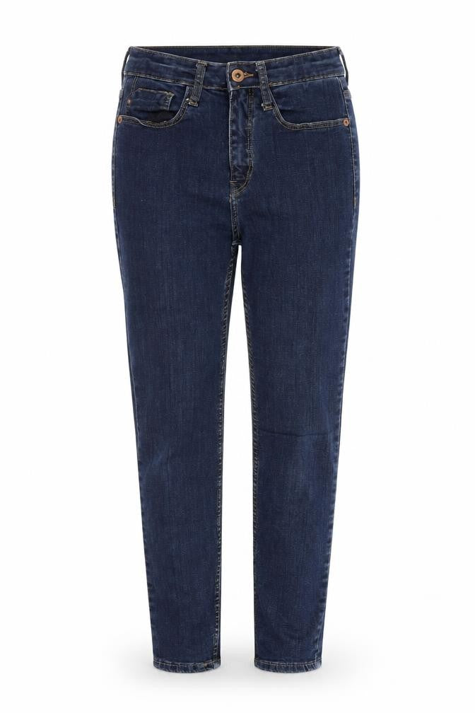 Front view of River Island women’s brown straight jeans, size UK 8, 26-inch leg