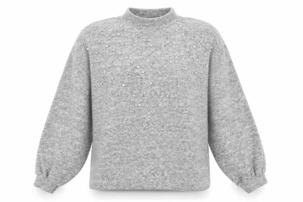 Front view of Stradivarius women’s grey jersey jumper, size M