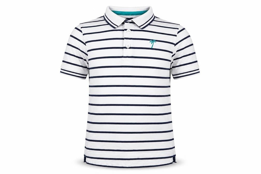 Front view of George boys’ white striped jersey basic t-shirt, size 5-6, years