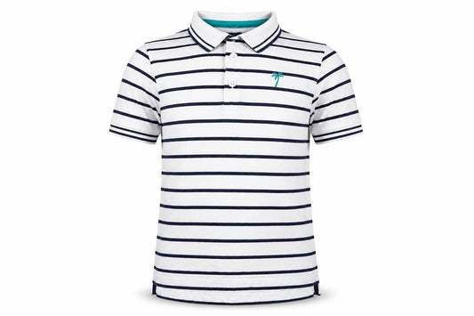 Front view of George boys’ white striped jersey basic t-shirt, size 5-6, years