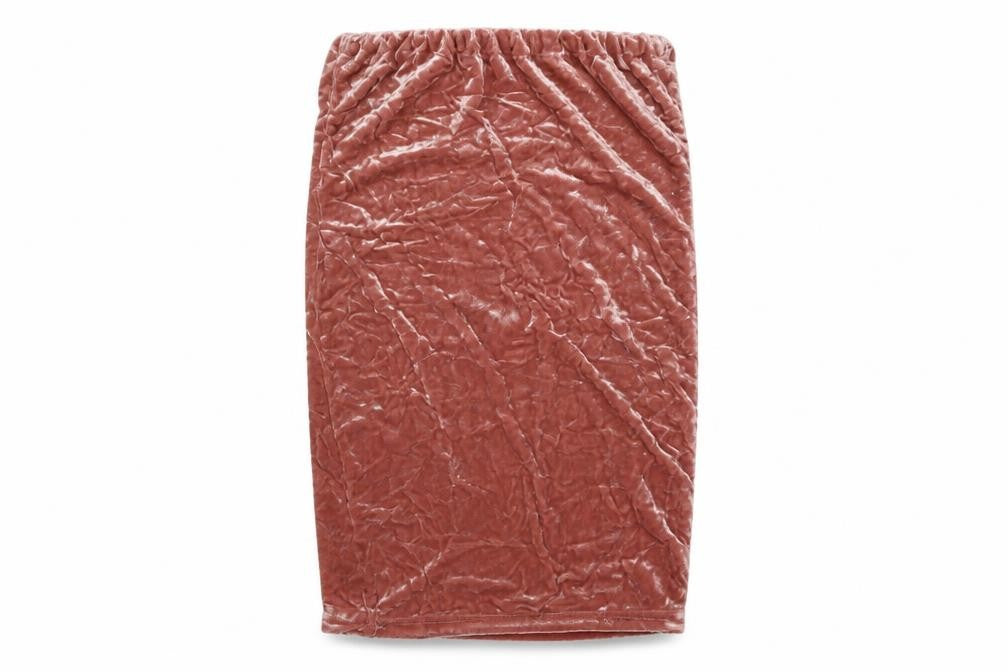 Front view of PRETTYLITTLETHING women’s pink bandage skirt, size UK 8