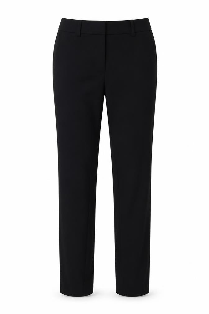 Front view of H&M women’s black trousers, size UK 8, 24-inch leg