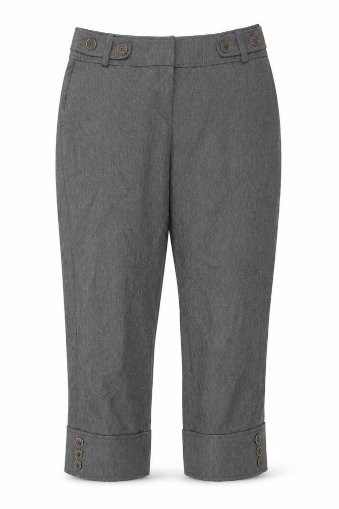 Front view of EVIE women’s grey trousers, size UK 14, 20-inch leg