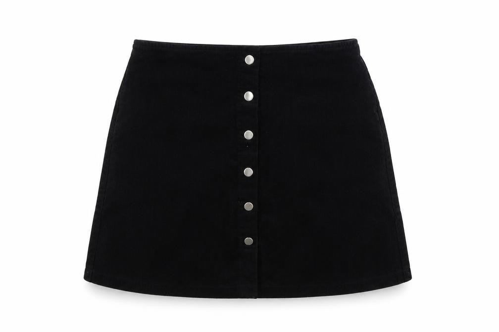 Front view of Select women’s black a-line skirt, size UK 6