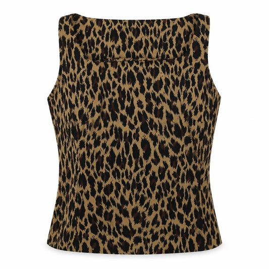Front view of Preworn women’s multicoloured animal print basic t-shirt, size L