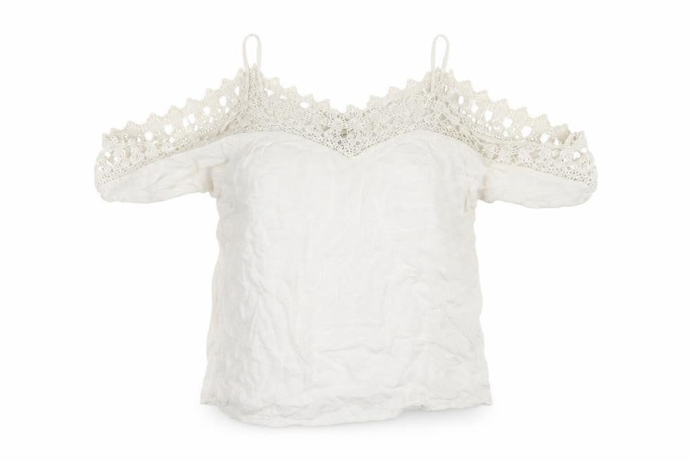 Front view of River Island women’s white camisole blouse, size UK 6