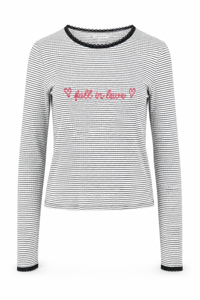 Front view of Topshop women’s white striped basic t-shirt, size UK 6