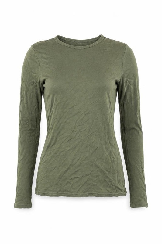 Front view of PRETTYLITTLETHING women’s green basic t-shirt, size UK 8
