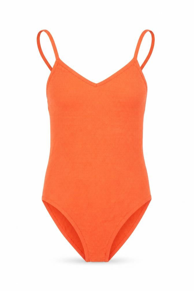 Front view of Topshop women’s red leotard one-piece, size UK 6