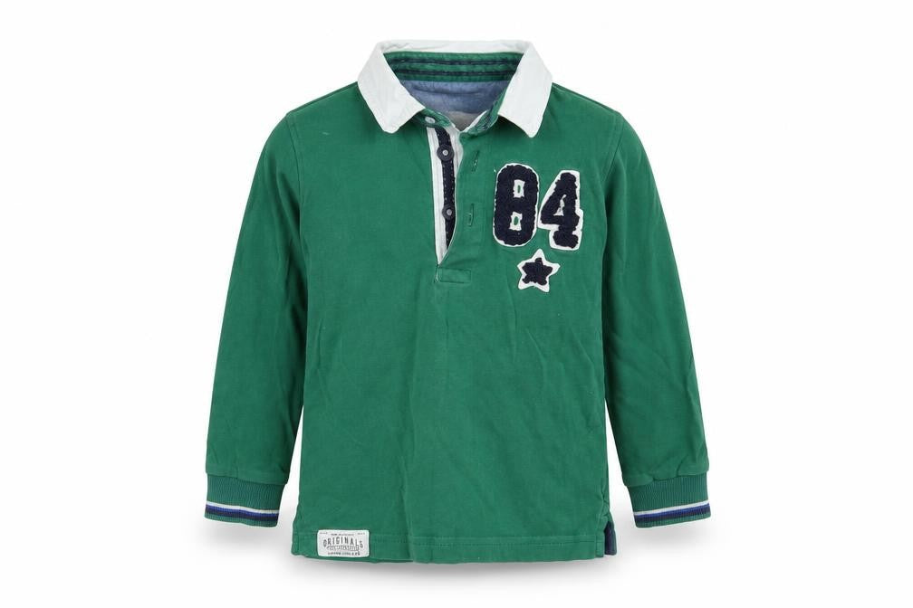 Front view of ORIGINALS boys’ green pullover polo, size 2-3, years