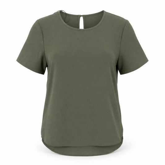 Front view of Atmosphere women’s green basic blouse, size UK 6