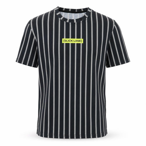 Slick Lane Mens Black Striped   T-Shirt Size S