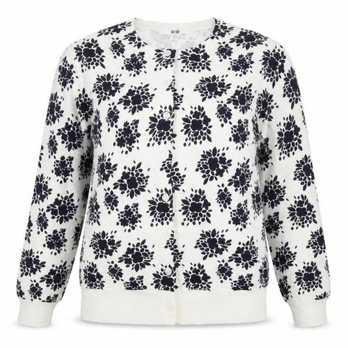 uni Womens White Floral  Cardigan Jumper Size XS