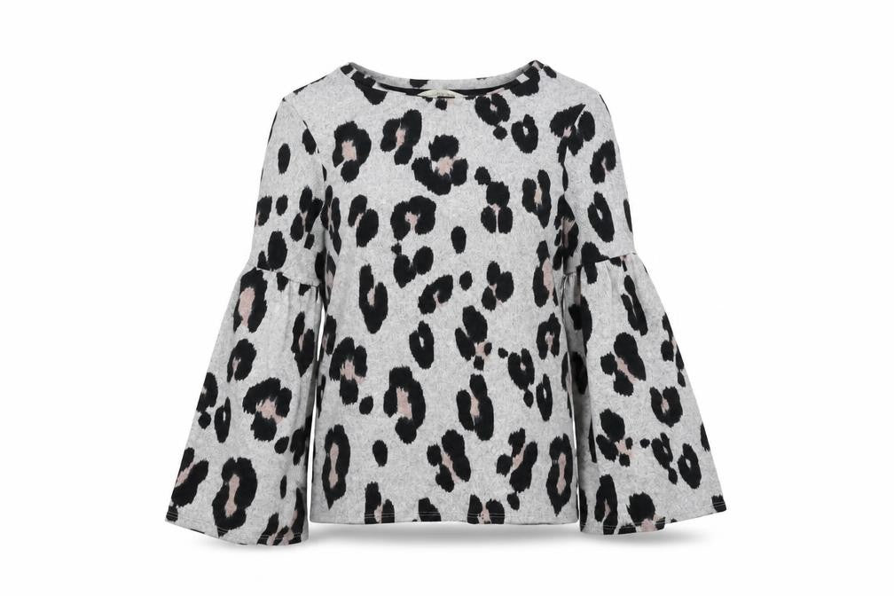 Front view of F&F women’s grey animal print jumper, size UK 6