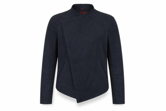 Front view of Next women’s blue jacket, size UK 12