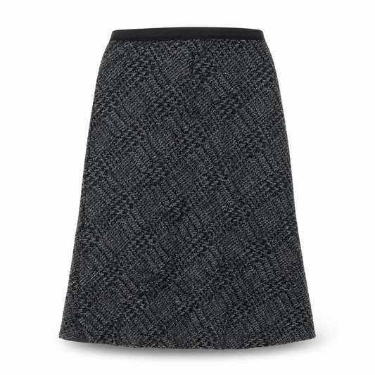 Front view of Preworn women’s grey flare skirt, size UK 12
