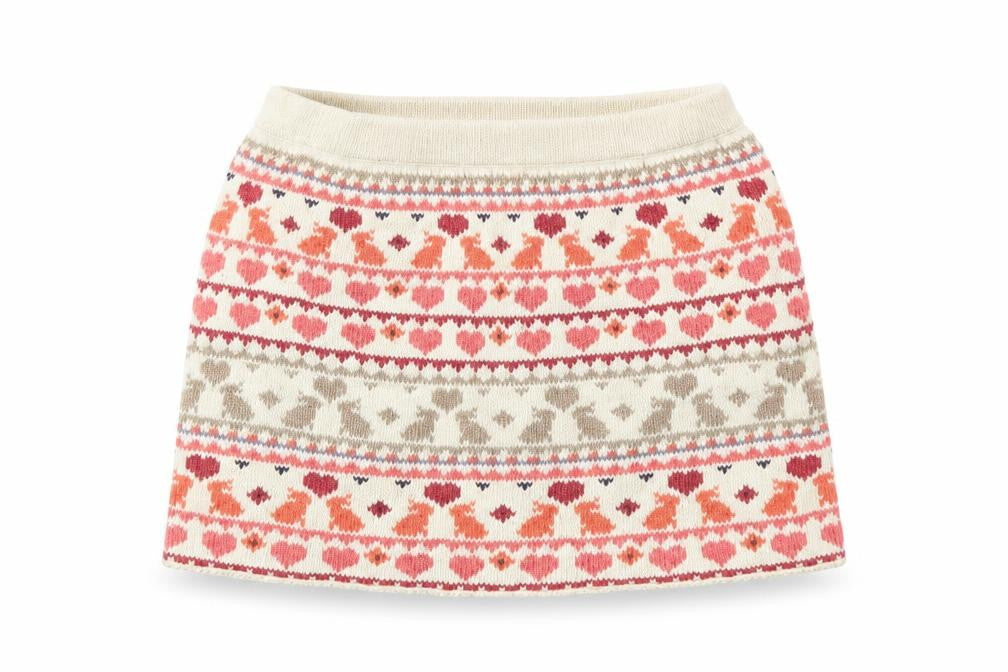 Front view of Vertbaudet girls’ beige striped mini skirt, size 2, years
