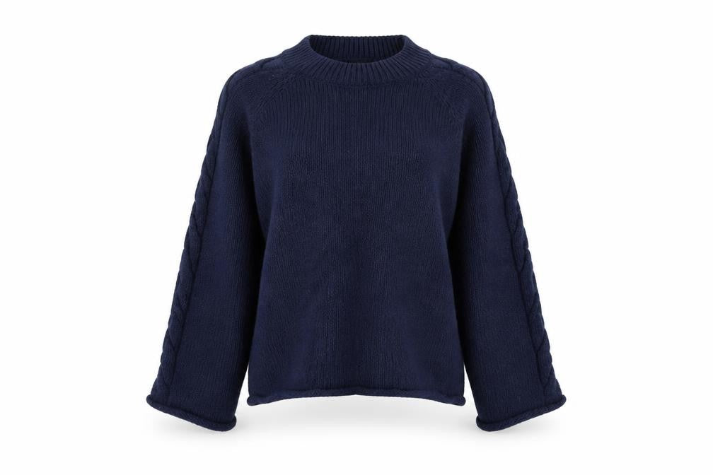 Front view of River Island women’s blue jumper, size UK 6