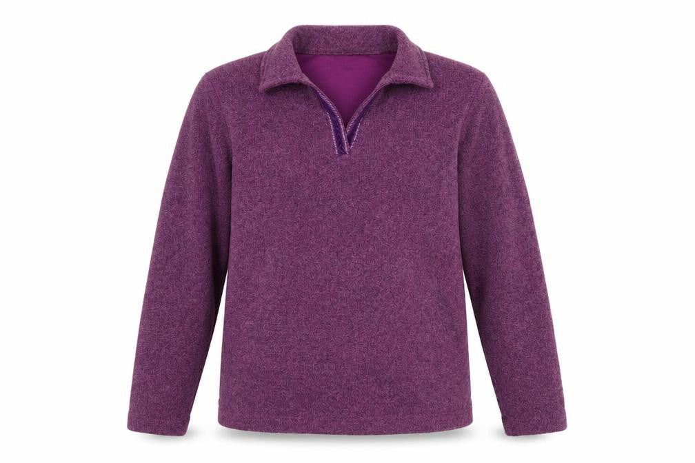 Front view of Bonmarché women’s purple pullover sweatshirt, size S