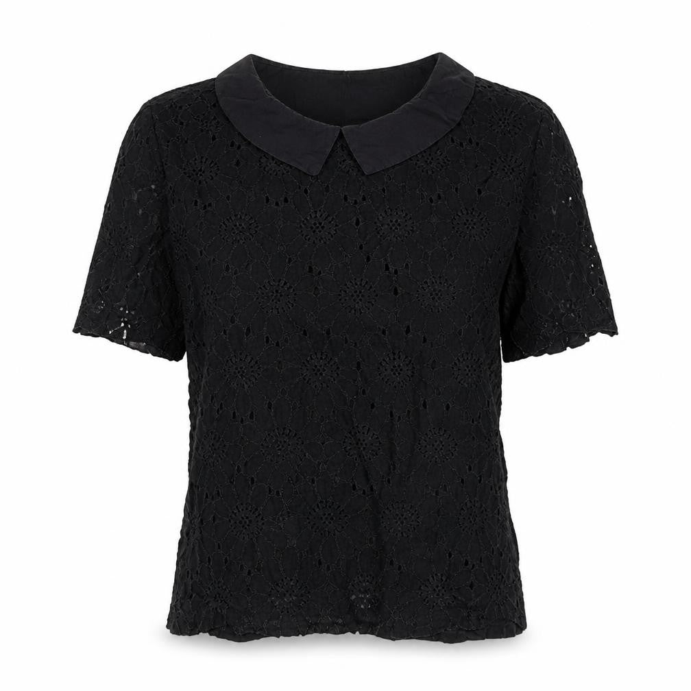 Front view of Next women’s black basic t-shirt, size UK 8