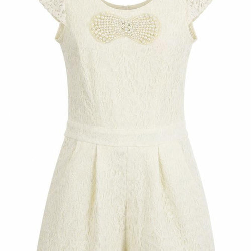 Lipsy Womens White  Lace Playsuit One-Piece Size 6  - V Back