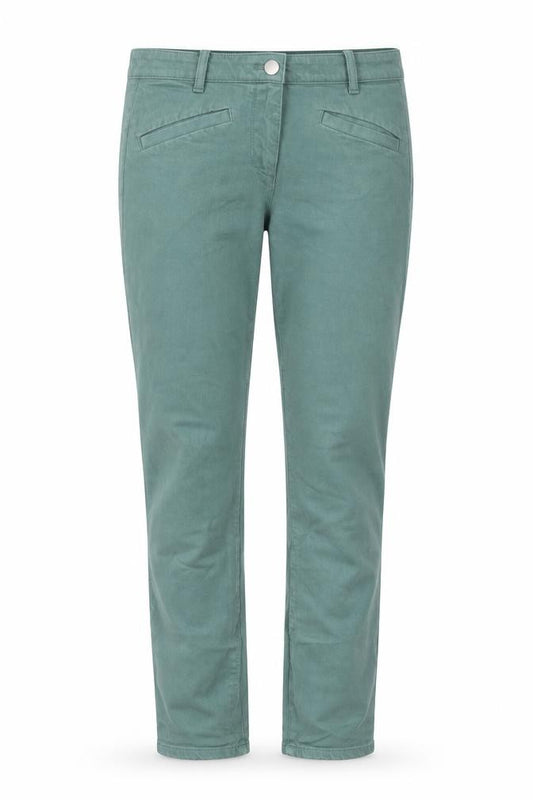 Front view of Gap women’s green denim skinny jeans, size UK 26, in, 26-inch leg