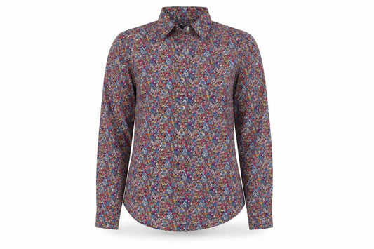 Front view of Gap women’s multicoloured floral basic button-up, size XS