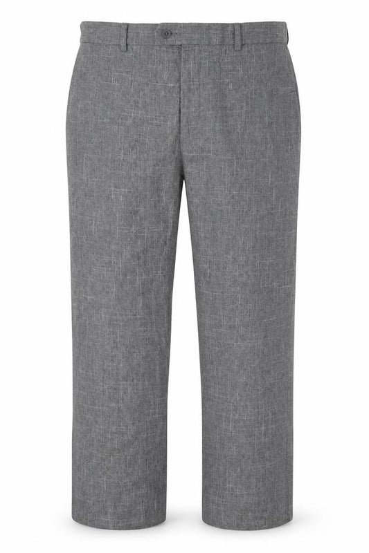 Front view of Marks & Spencer men’s grey trousers, size 36, in, 26-inch leg