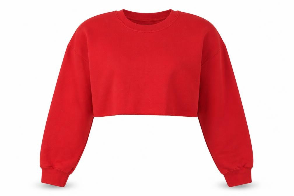 Front view of PRETTYLITTLETHING women’s red pullover sweatshirt, size M