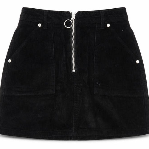 Topshop Womens Black  Corduroy A-Line Skirt Size 8
