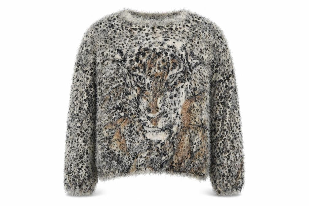 Front view of West One women’s brown animal print knit jumper, size S