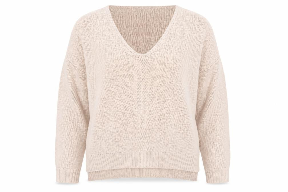 Front view of H&M women’s pink knit jumper, size XS