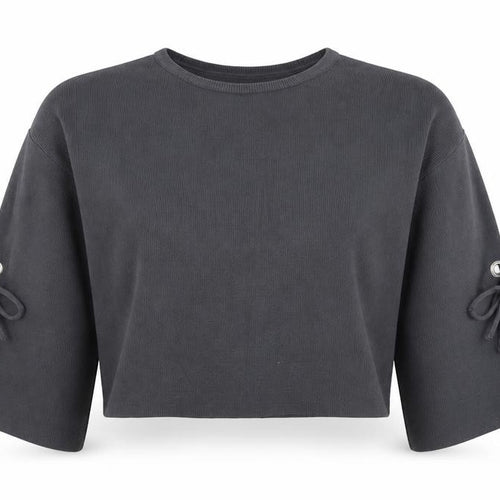 New Look Womens Grey   Pullover Jumper Size 12  - tie sleeve detail