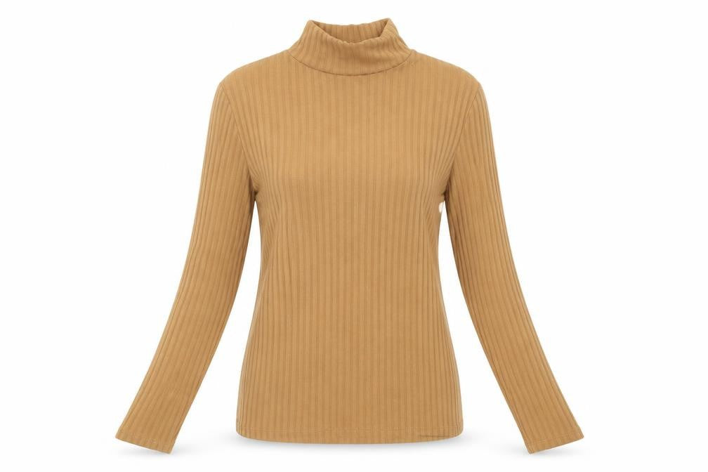 Front view of Topshop women’s brown basic t-shirt, size UK 10