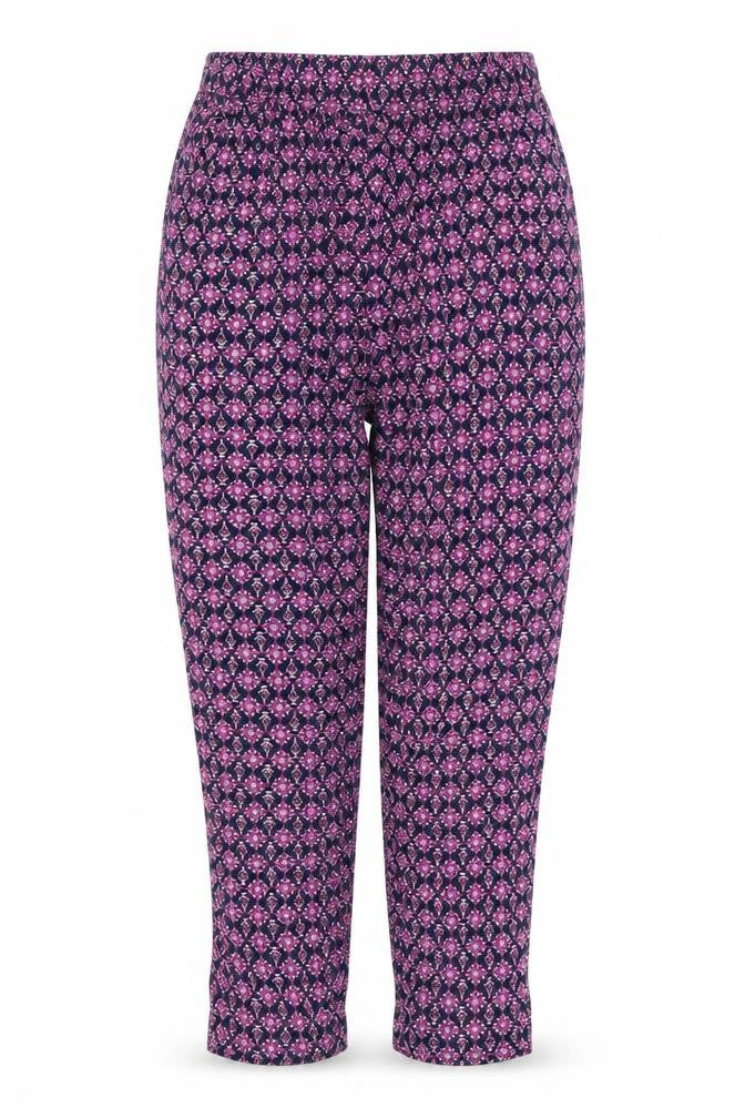 collection Womens Purple Floral  Trousers  Size 12 L23 in - Stretch waistband