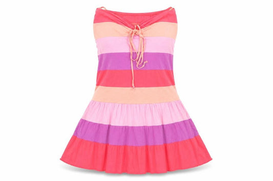 Front view of ASOS women’s multicoloured striped a-line, size UK 6
