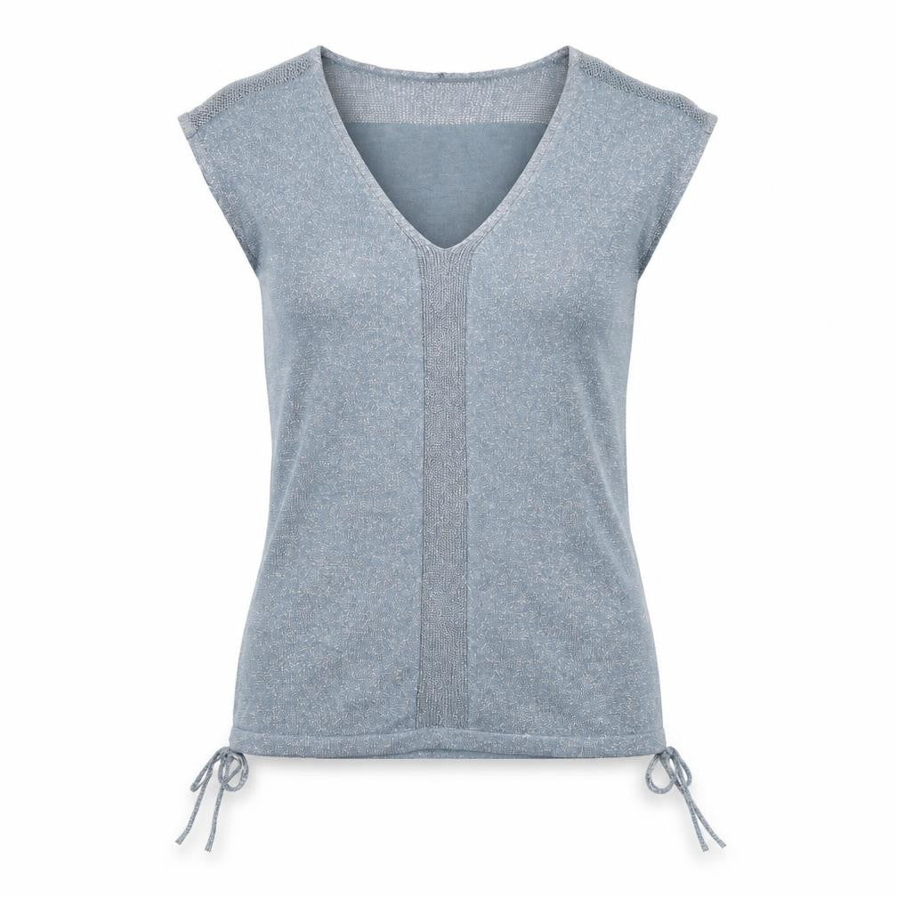 Front view of Next women’s blue knit vest jumper, size UK 6
