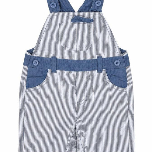 Matalan Boys Blue Striped  Dungaree One-Piece Size 6-9 Months