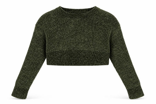 Front view of New Look girls’ green jumper, size 9, years - cropped jumper