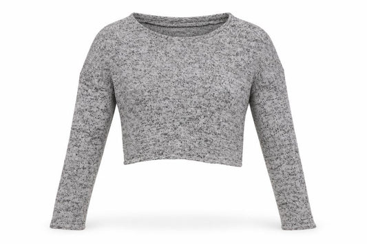 Front view of H&M women’s grey cropped t-shirt, size S