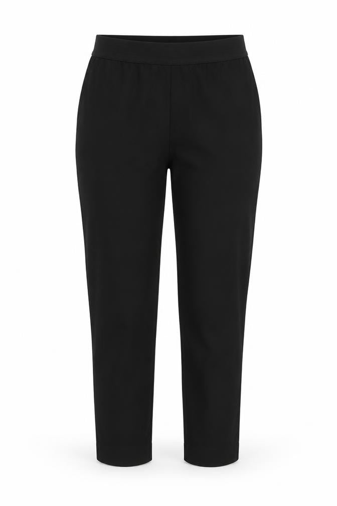 Front view of H&M women’s black trousers, size UK 12, 25-inch leg