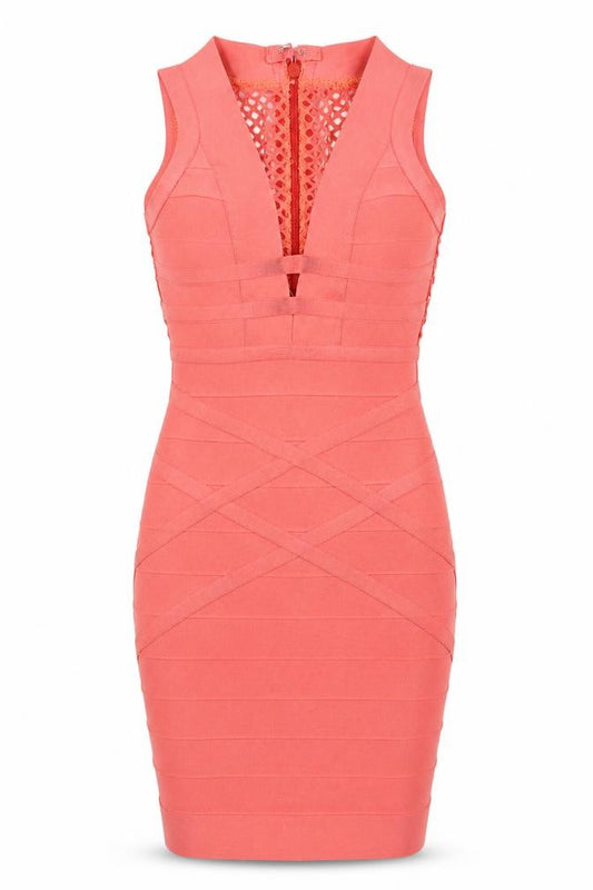 Front view of women’s pink geometric a-line, size S